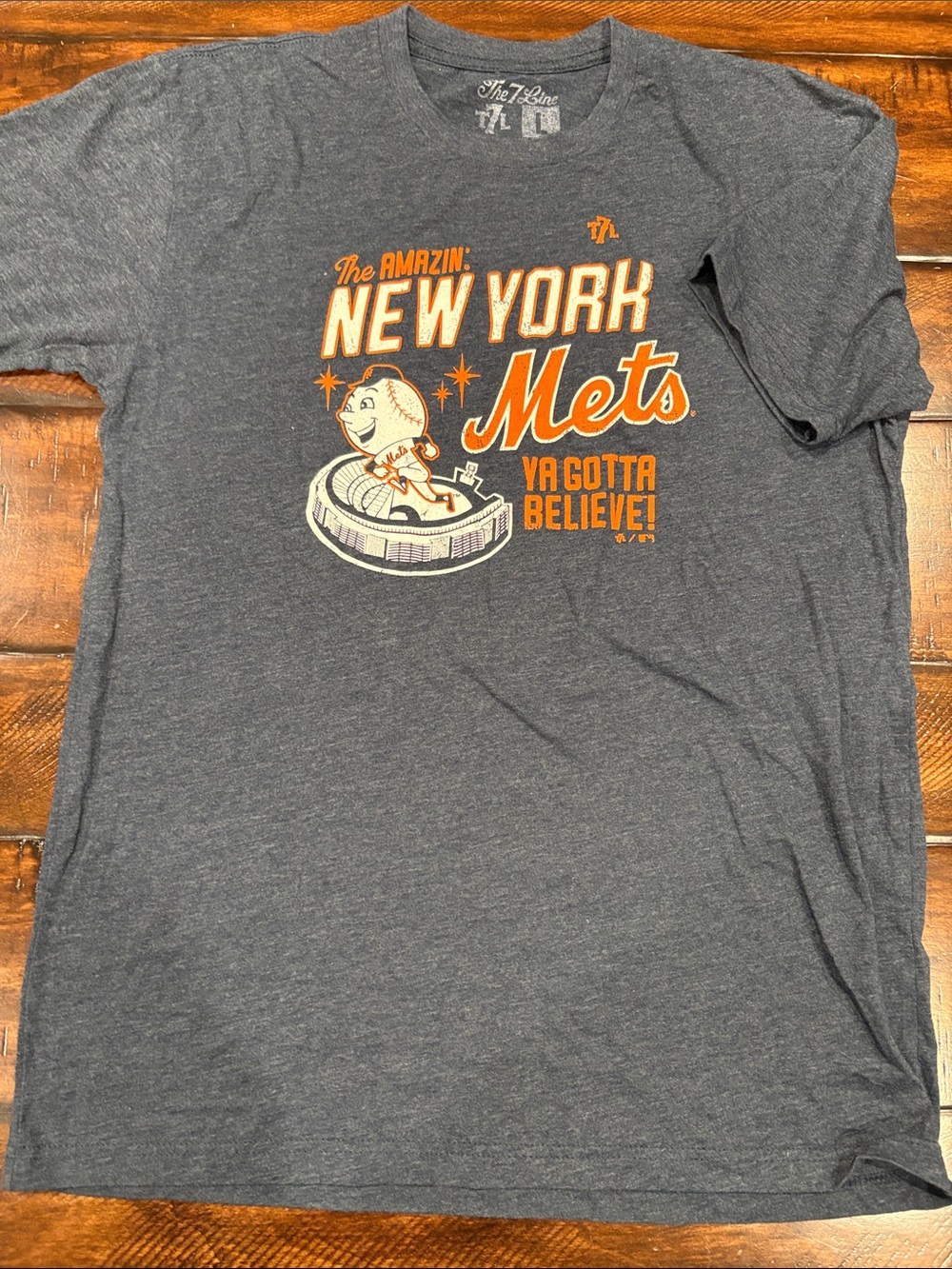 New York Mets Graphic Short-Sleeve Tee - Gray with Orange Print
